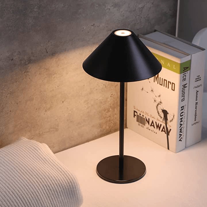 Trådløs sort bordlampe – genopladelig med touch dæmpning