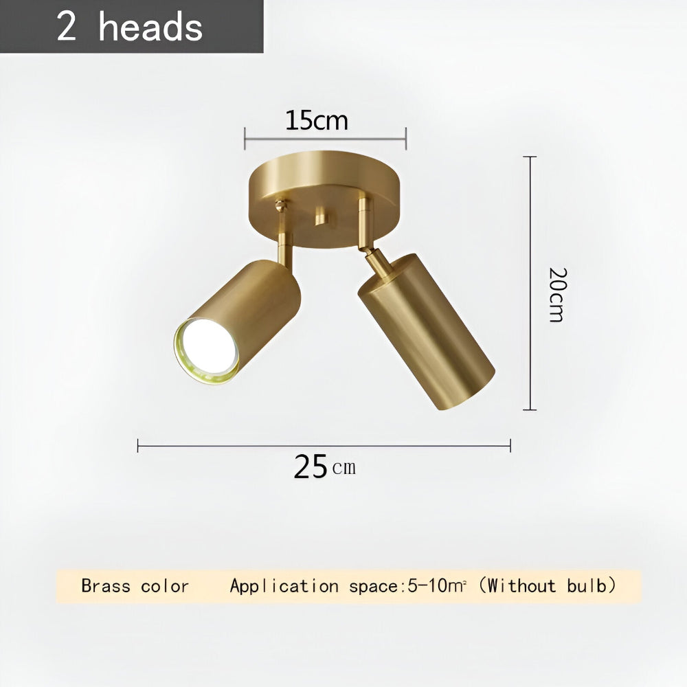 Messing loftlampe med justerbare LED spotlights