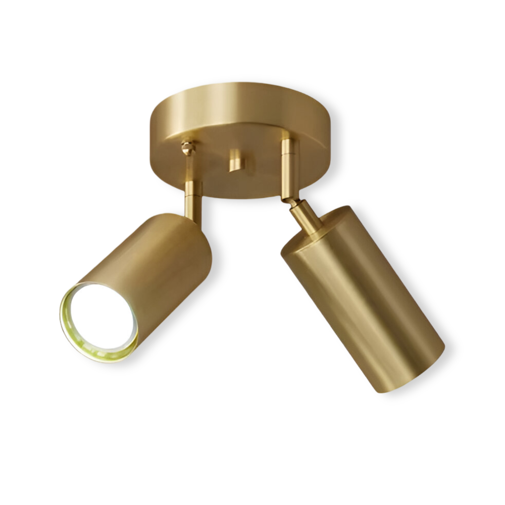Messing loftlampe med justerbare LED spotlights