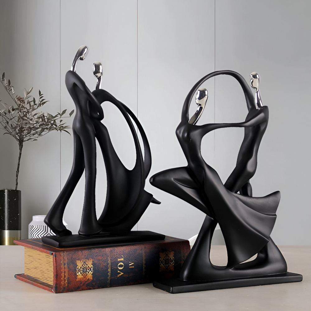 Dansende par skulptur i konstharts – moderne romantisk dekoration