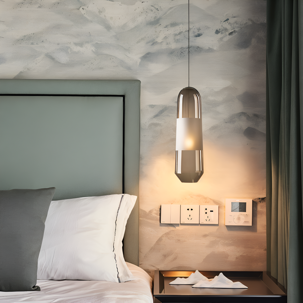 Vintage glas pendel lampe med åben design til spisebord