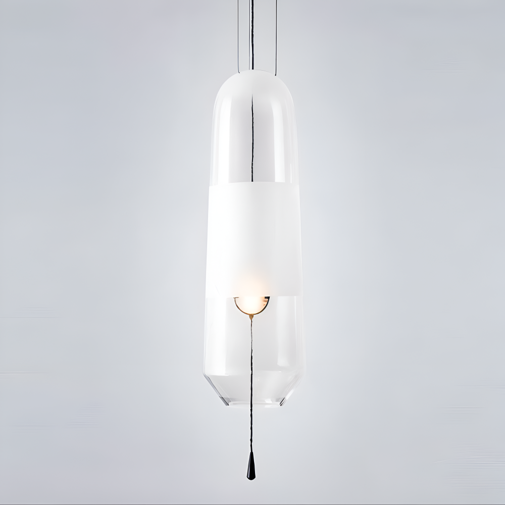 Vintage glas pendel lampe med åben design til spisebord