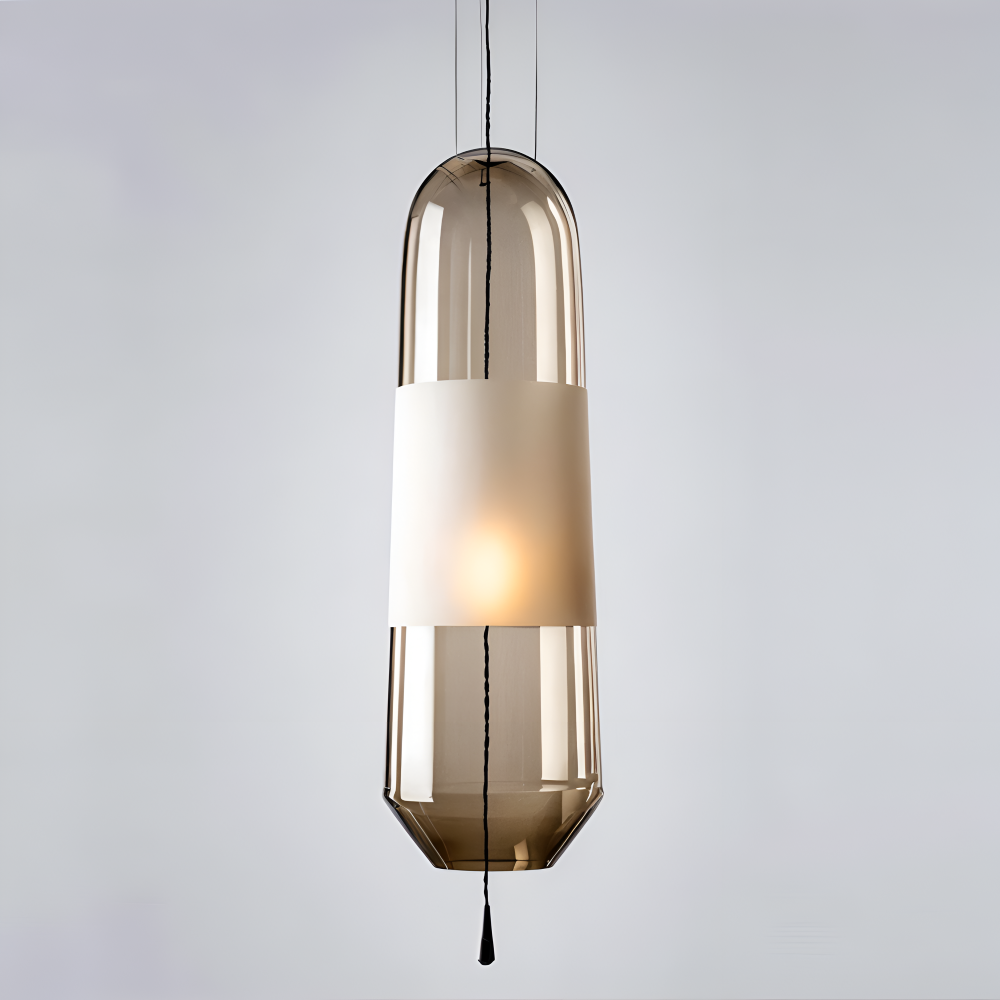 Vintage glas pendel lampe med åben design til spisebord