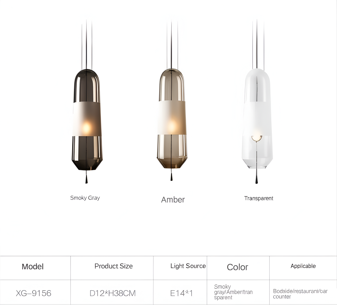 Vintage glas pendel lampe med åben design til spisebord