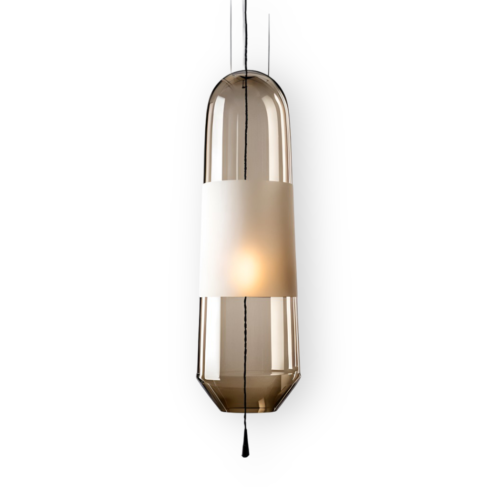Vintage glas pendel lampe med åben design til spisebord