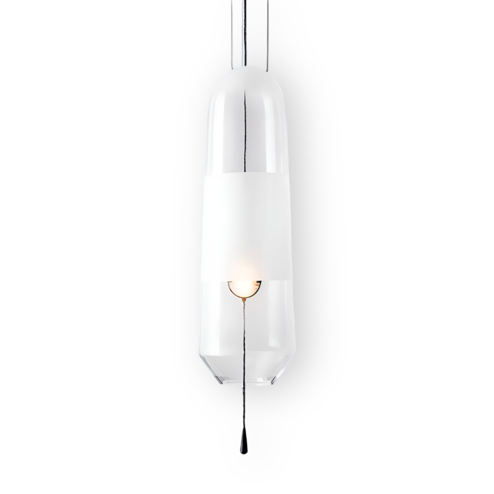 Vintage glas pendel lampe med åben design til spisebord