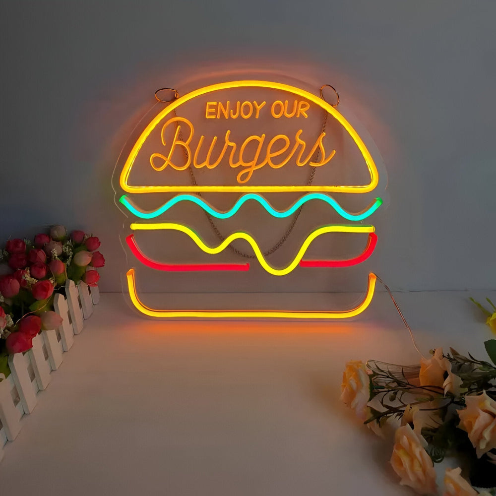 Neonskilt LED fastfood – farverigt skilt til bar og restaurant