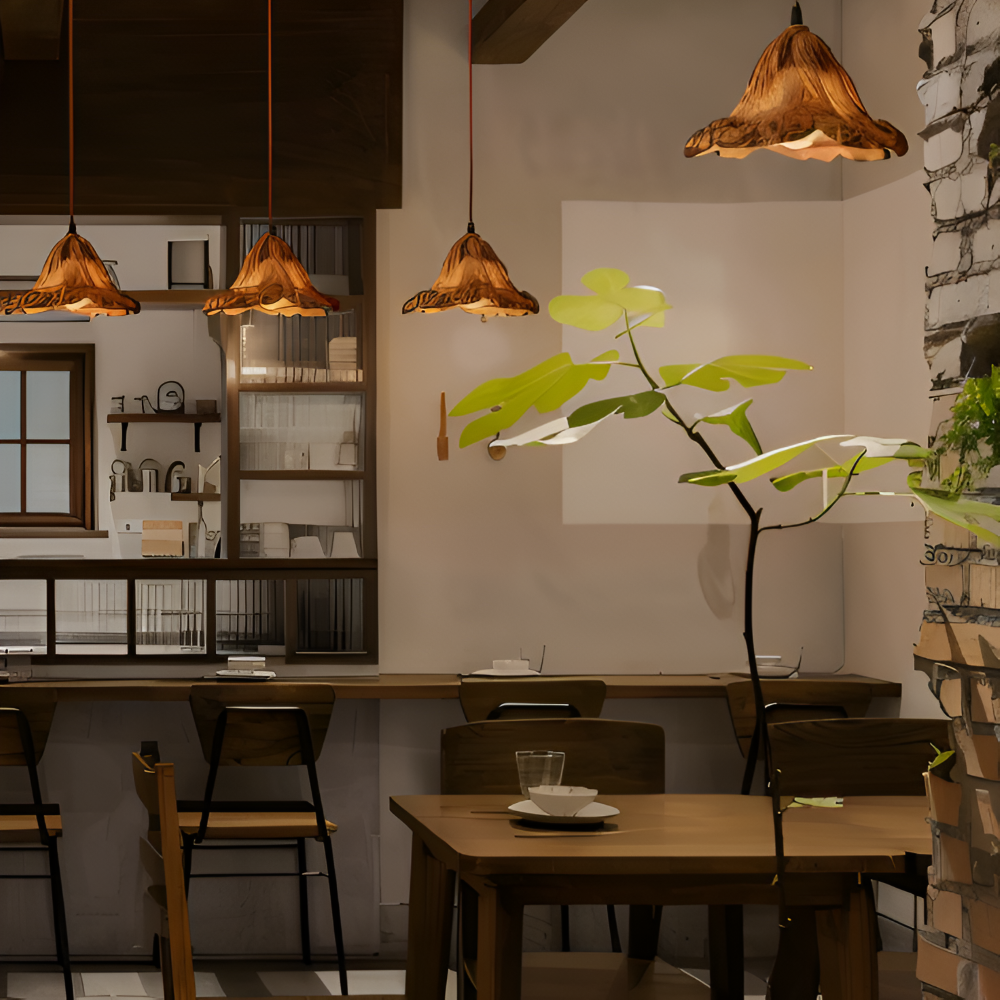 Vulkan pendellampe i resin og metal – kunstnerisk loftlampe med varmt lys