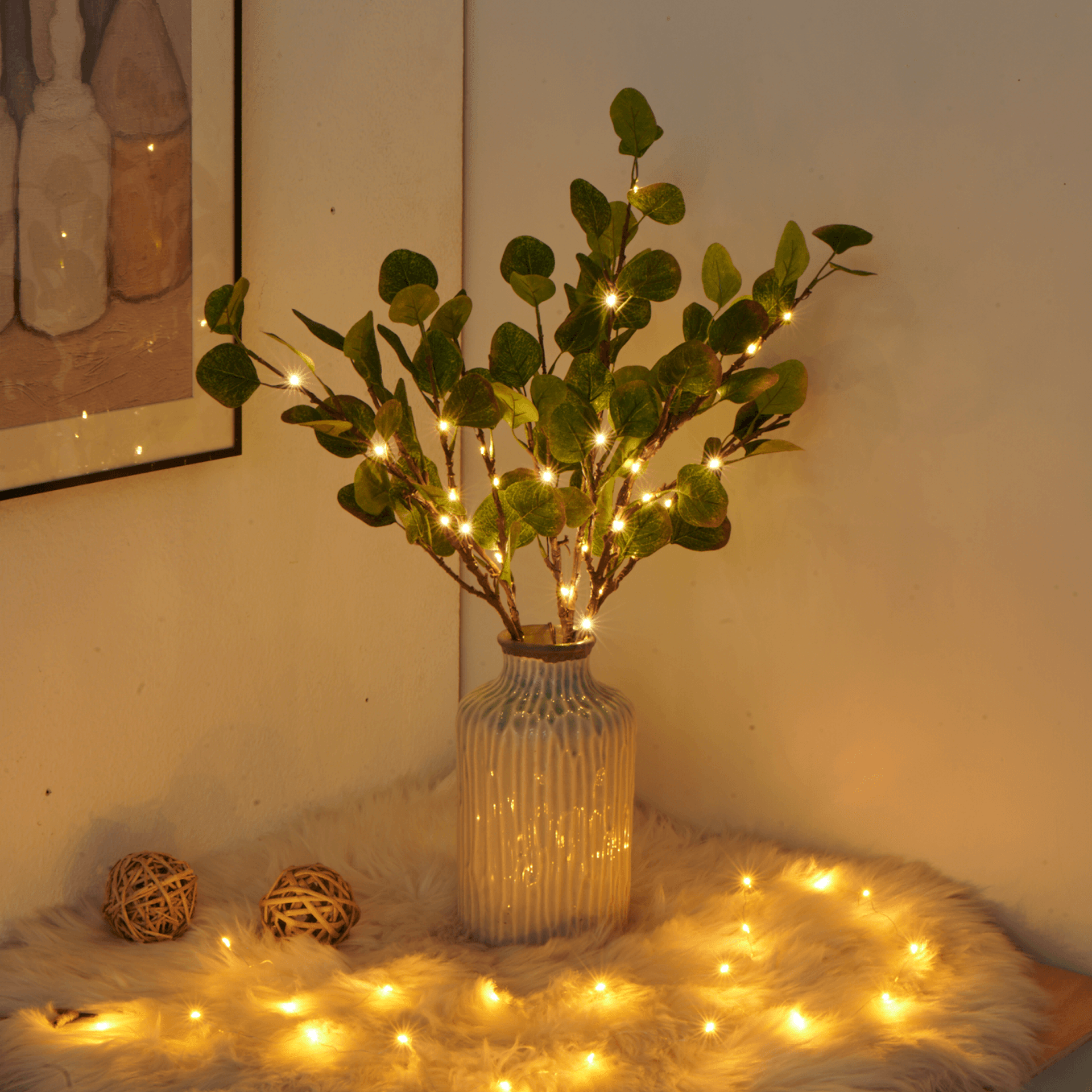 LED grenlampe 70 cm – dekorativ lampe med fleksible grene og varmt lys