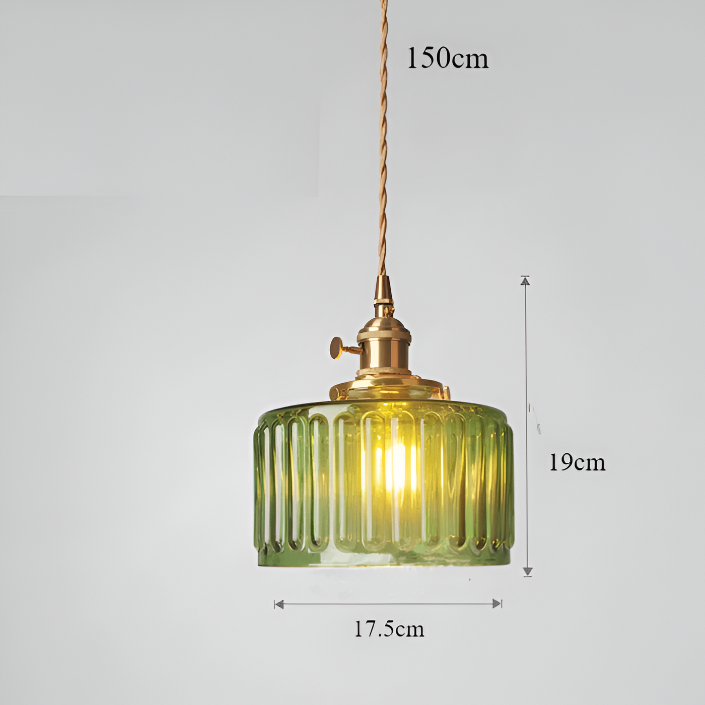 Verluna – Vintage Grøn Pendellampe i Cylindrisk Glasdesign