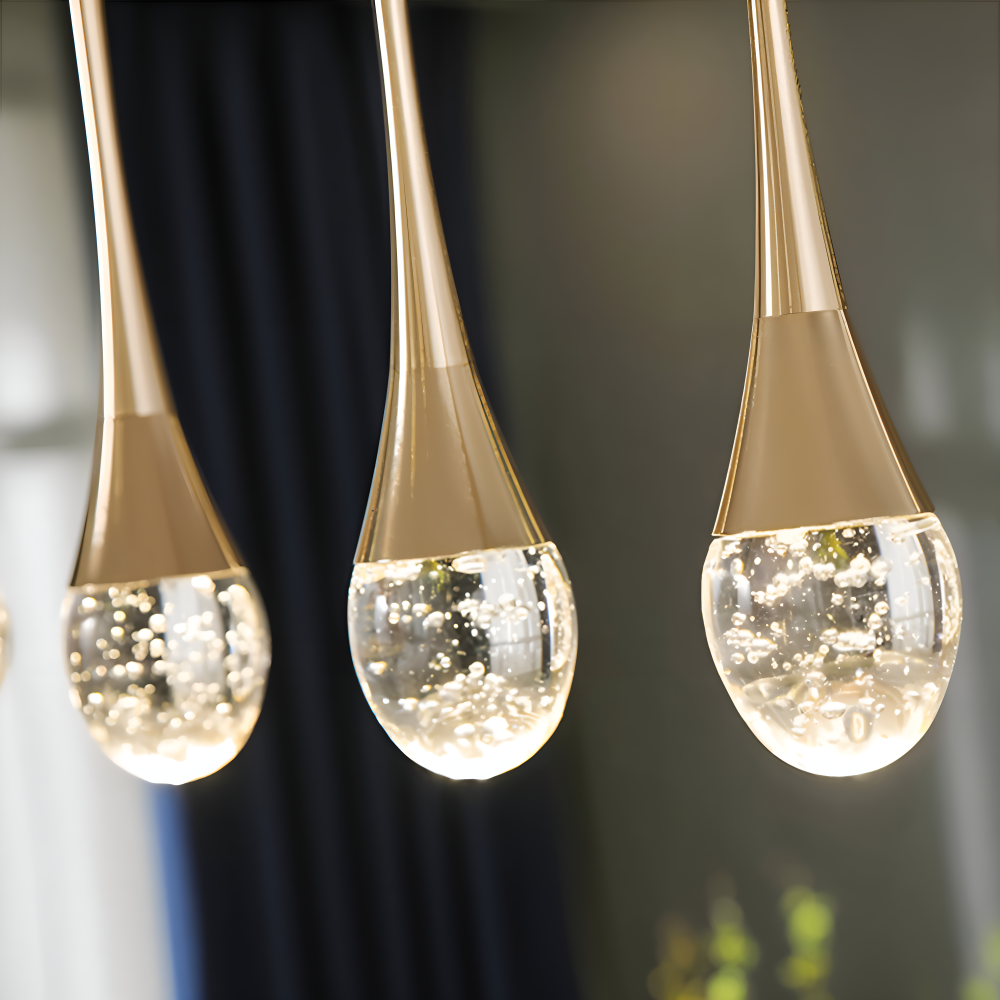 Pendellampe i glas sort & guld – krystal boble design lampe