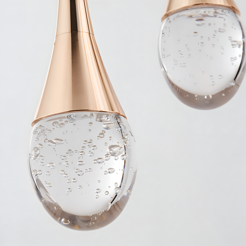 Pendellampe i glas sort & guld – krystal boble design lampe