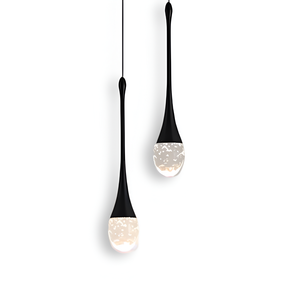 Pendellampe i glas sort & guld – krystal boble design lampe
