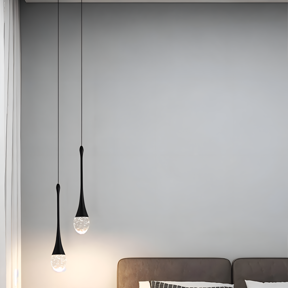 Pendellampe i glas sort & guld – krystal boble design lampe