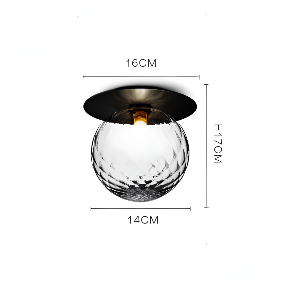 Elegant loftlampe med matteret eller klar glaskugle