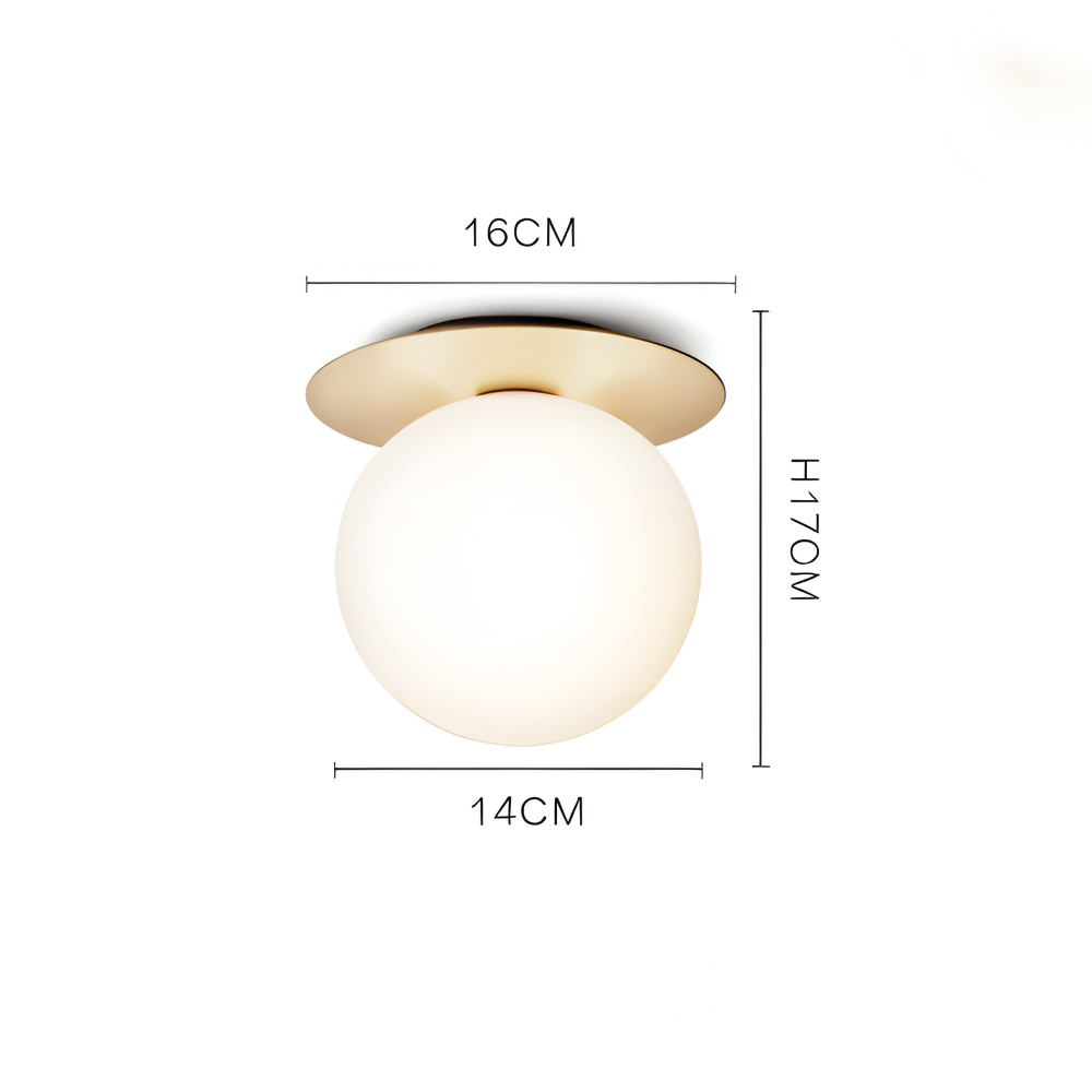 Elegant loftlampe med matteret eller klar glaskugle
