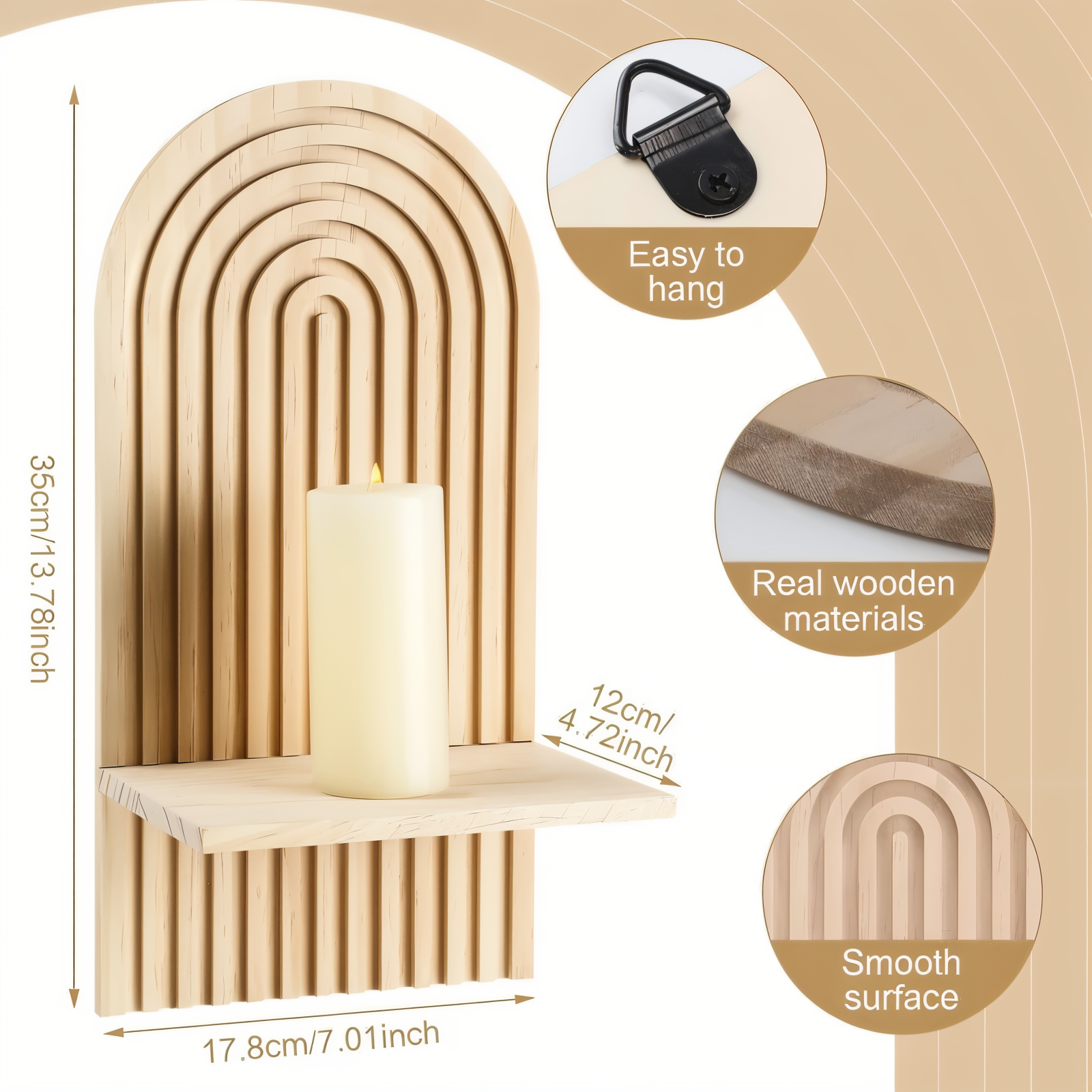 ArcLinea Hylde – Minimalistisk Boho Træhylde i Skandinavisk Stil