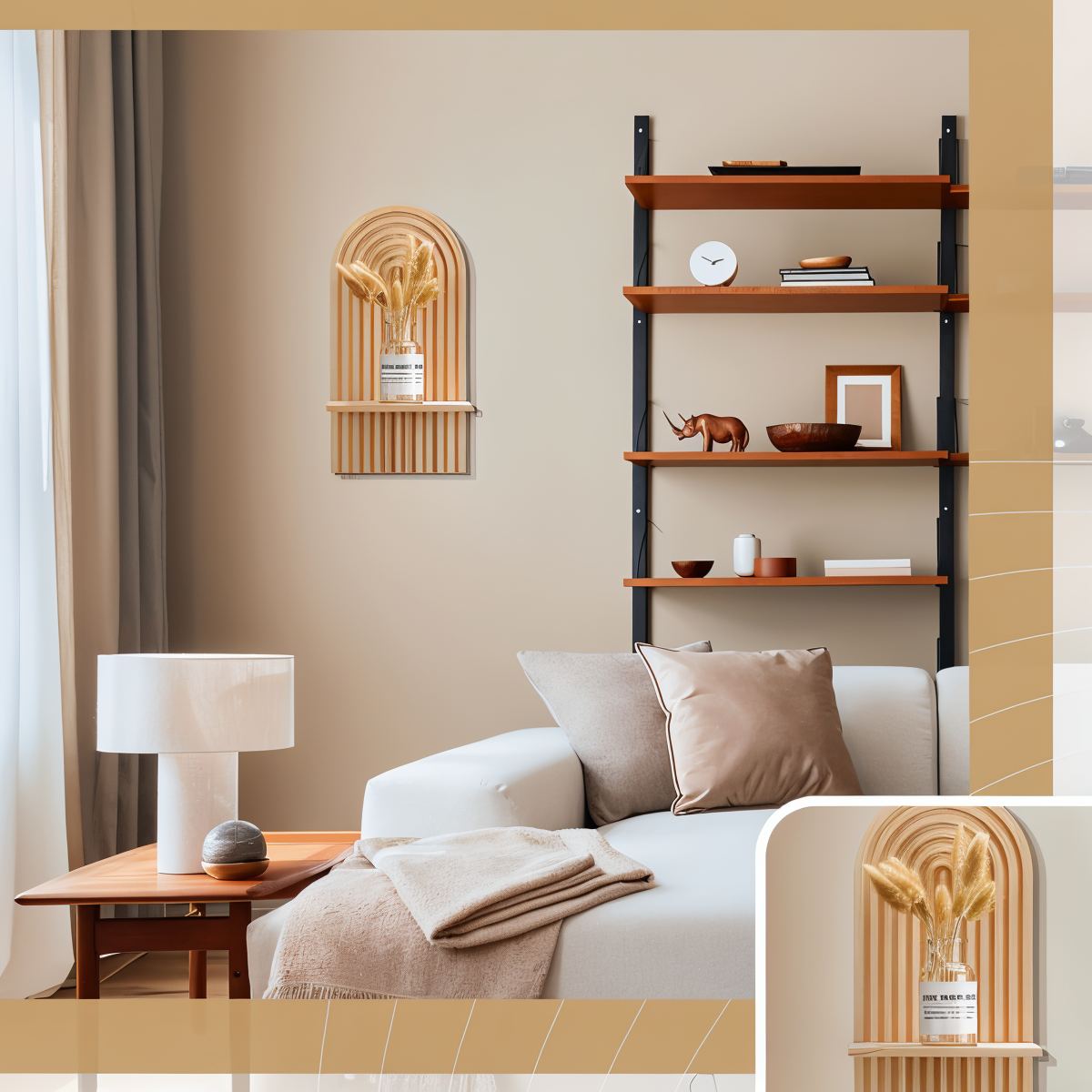 ArcLinea Hylde – Minimalistisk Boho Træhylde i Skandinavisk Stil