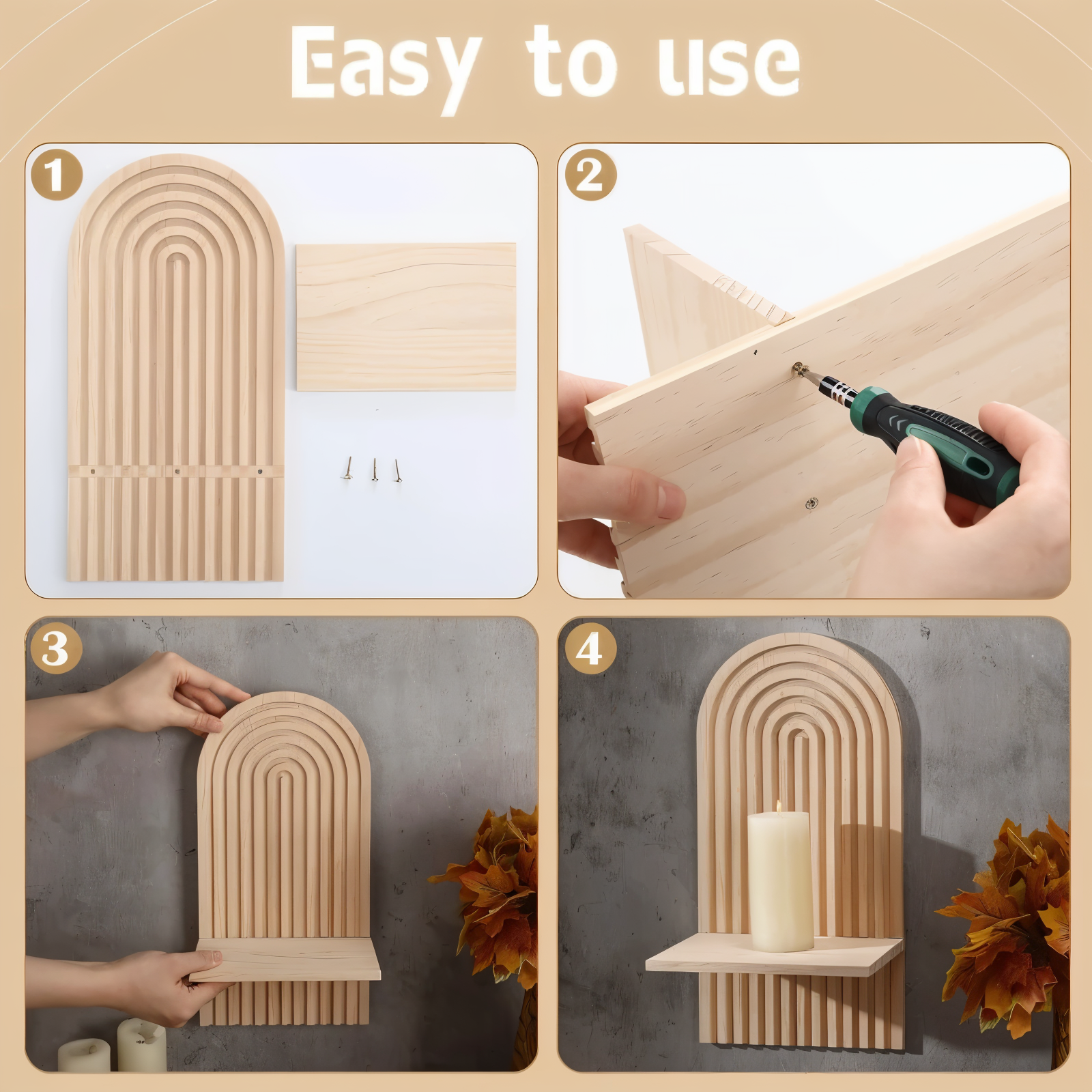 ArcLinea Hylde – Minimalistisk Boho Træhylde i Skandinavisk Stil