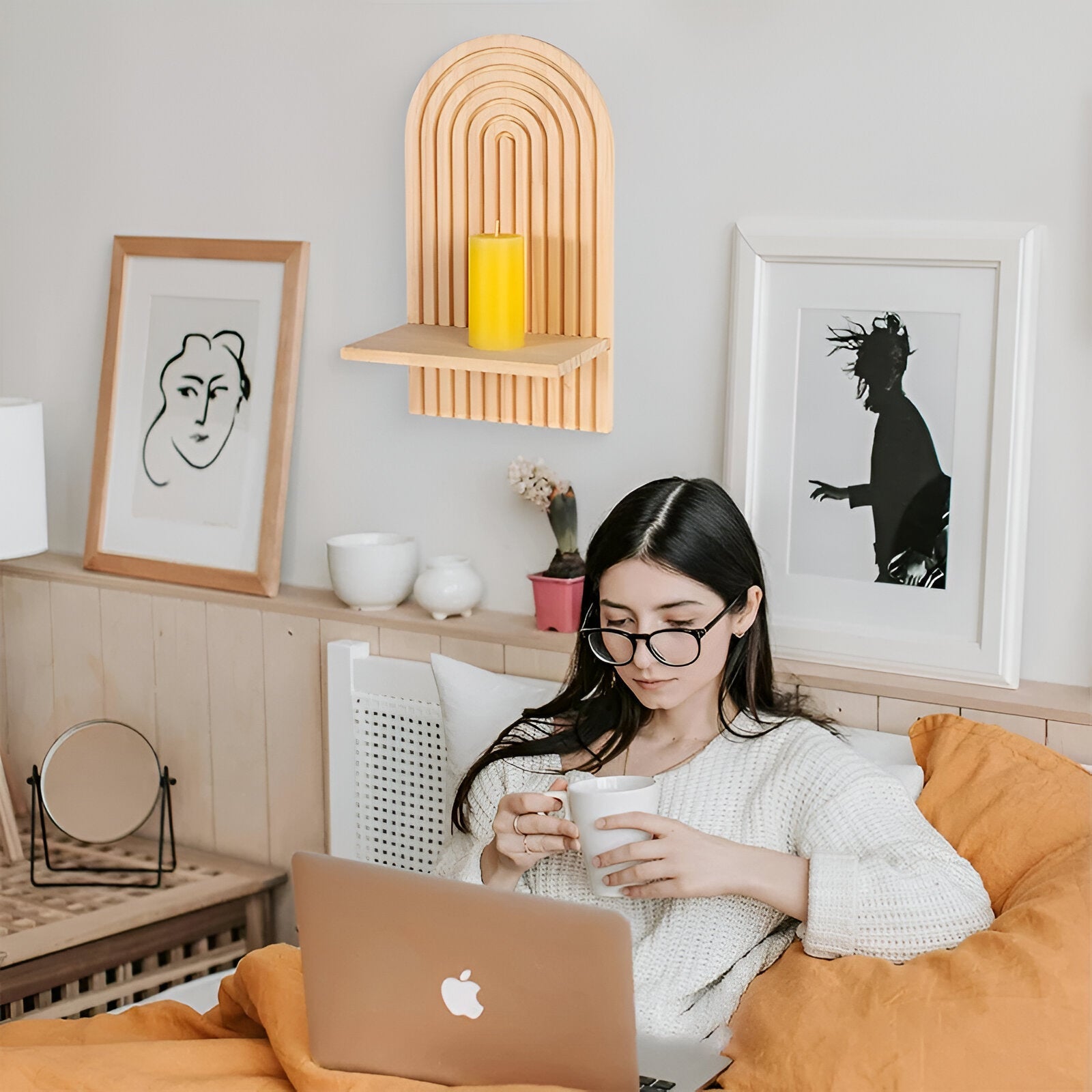 ArcLinea Hylde – Minimalistisk Boho Træhylde i Skandinavisk Stil