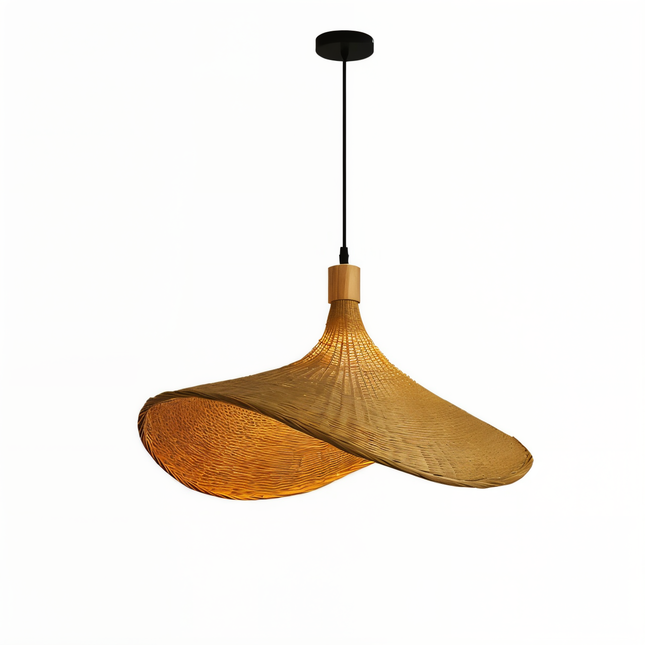 Pendellampe i bambus og rattan – håndlavet loftlampe i naturligt design