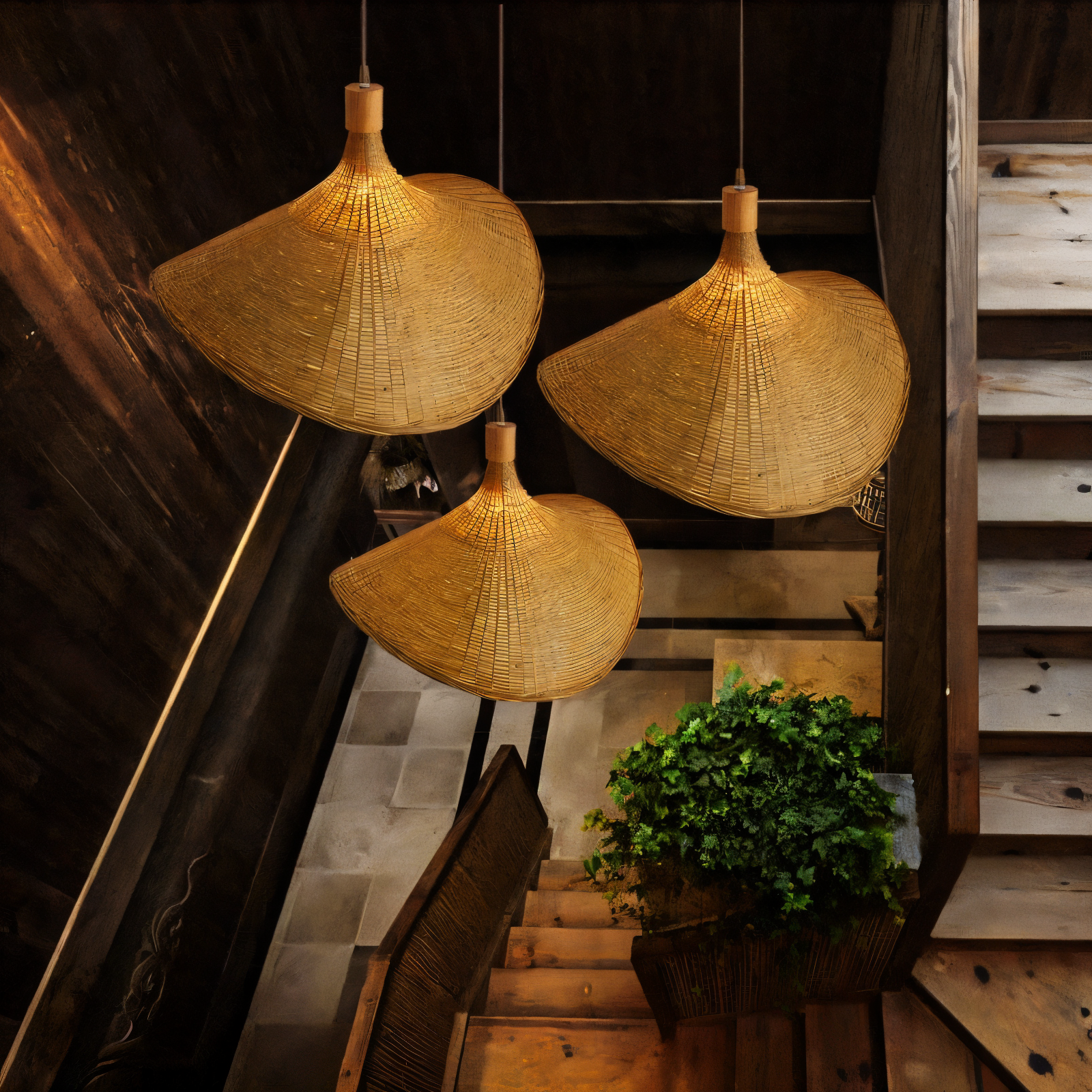 Pendellampe i bambus og rattan – håndlavet loftlampe i naturligt design