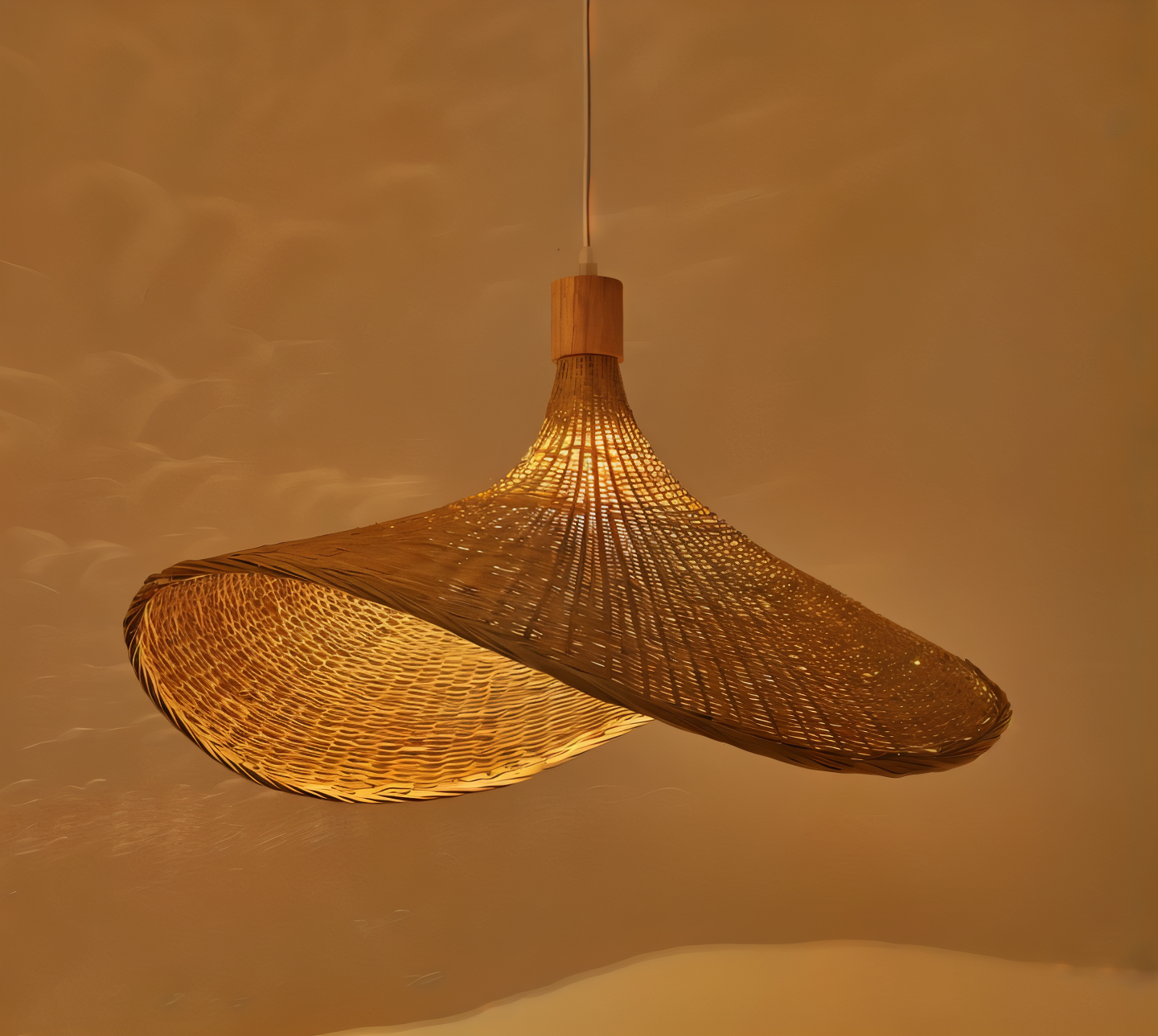 Pendellampe i bambus og rattan – håndlavet loftlampe i naturligt design