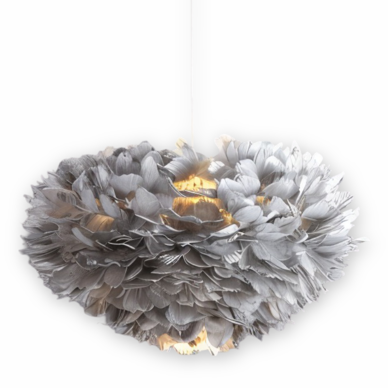 Håndlavet fjer pendellampe – justerbar loftlampe i elegant design