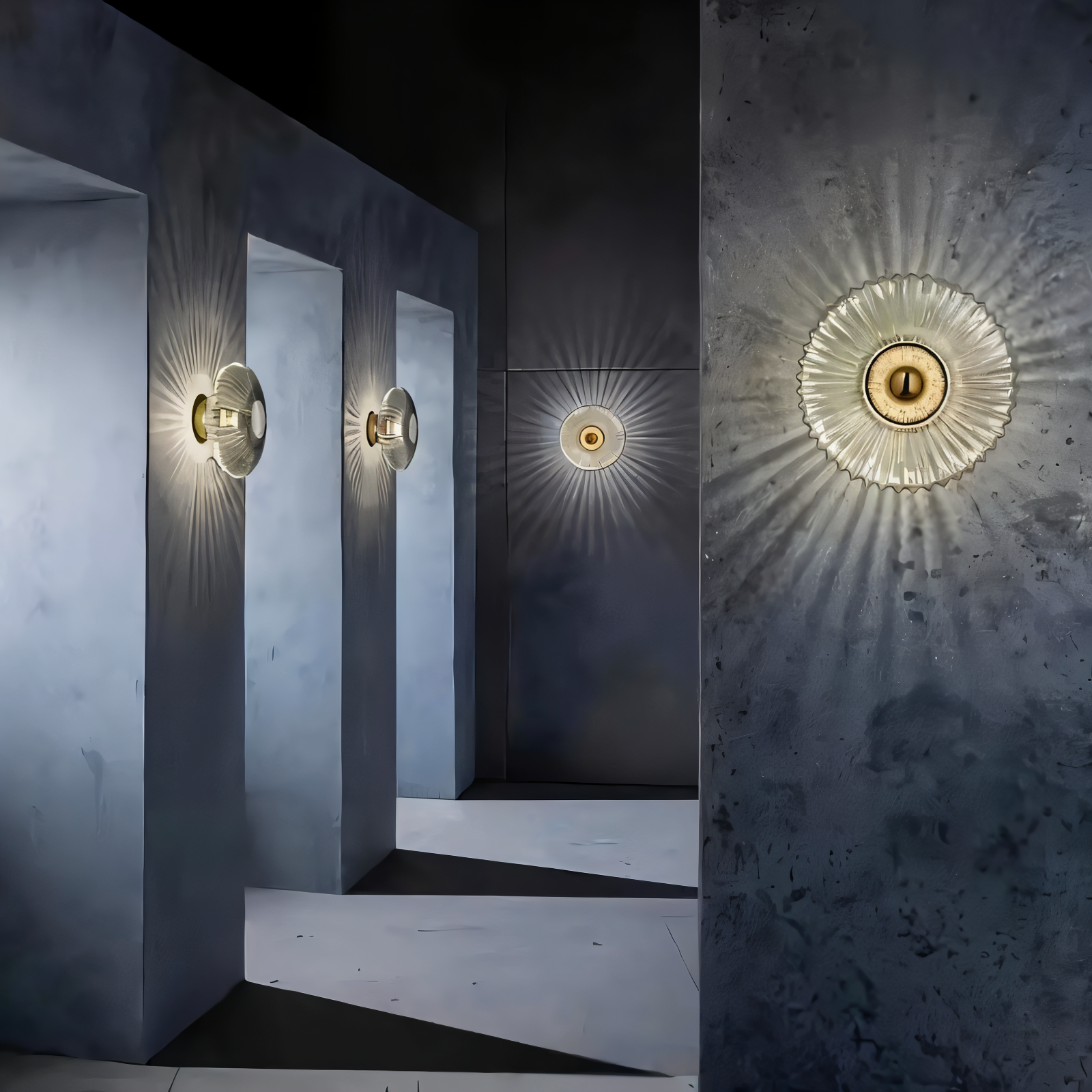 Væglampe i bølget glas – nordisk Bauhaus design med LED