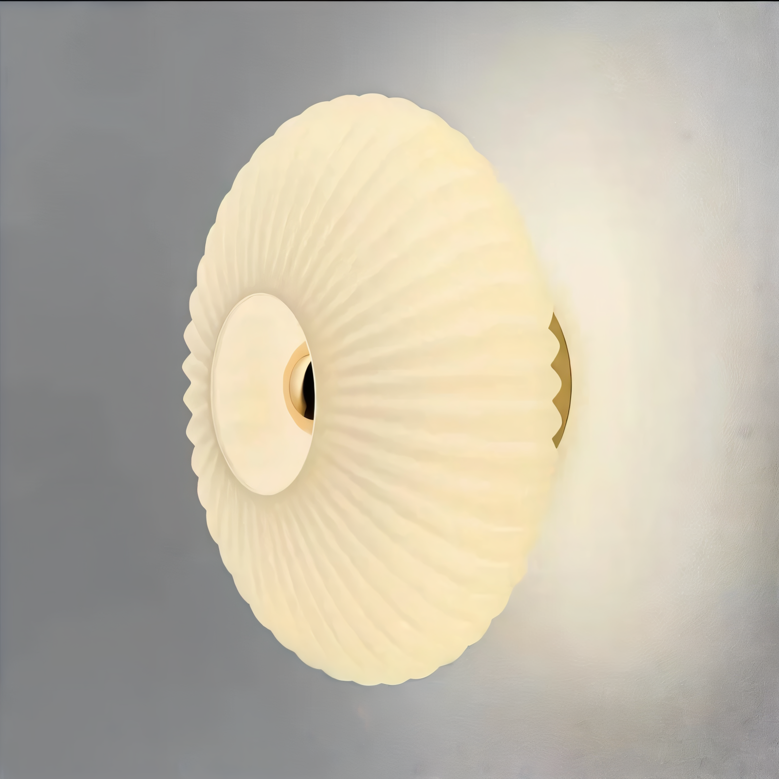 Væglampe i bølget glas – nordisk Bauhaus design med LED