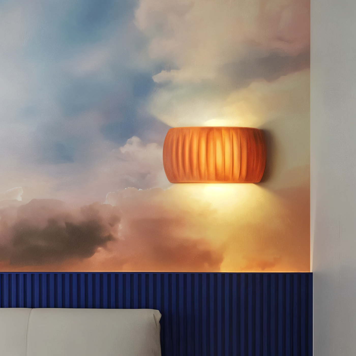 ColoraRib – Grøn Riflet Væglampe i Resin med Macaron Design & Nordisk LED