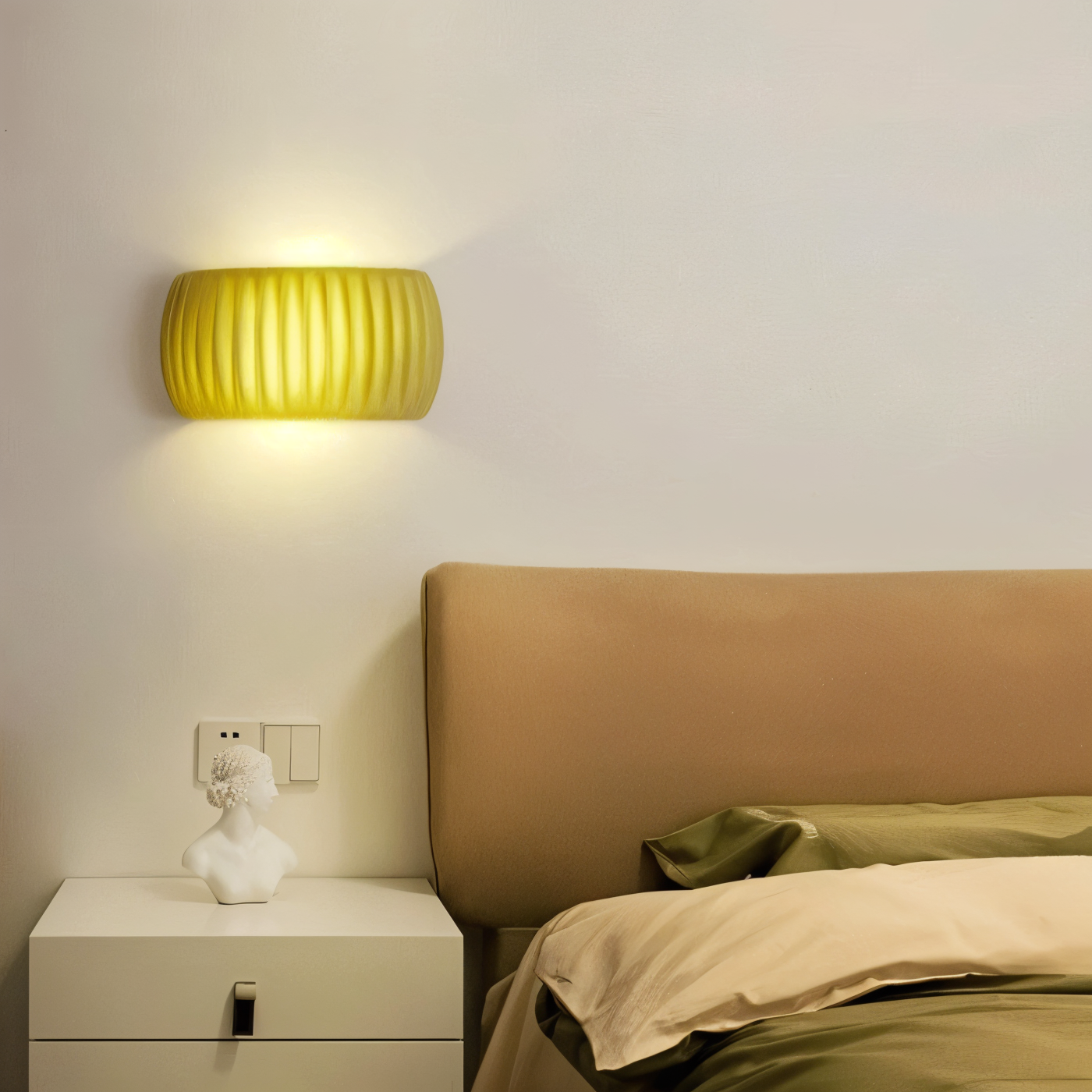 ColoraRib – Grøn Riflet Væglampe i Resin med Macaron Design & Nordisk LED