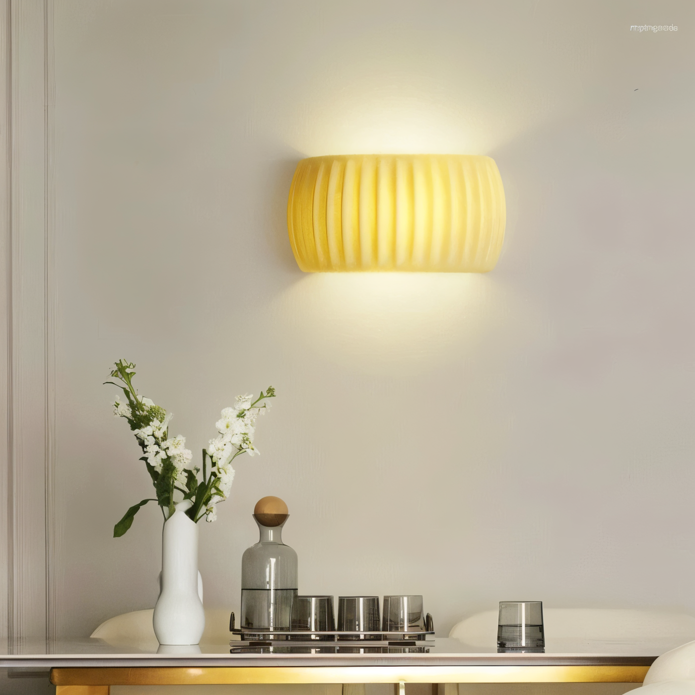 ColoraRib – Grøn Riflet Væglampe i Resin med Macaron Design & Nordisk LED