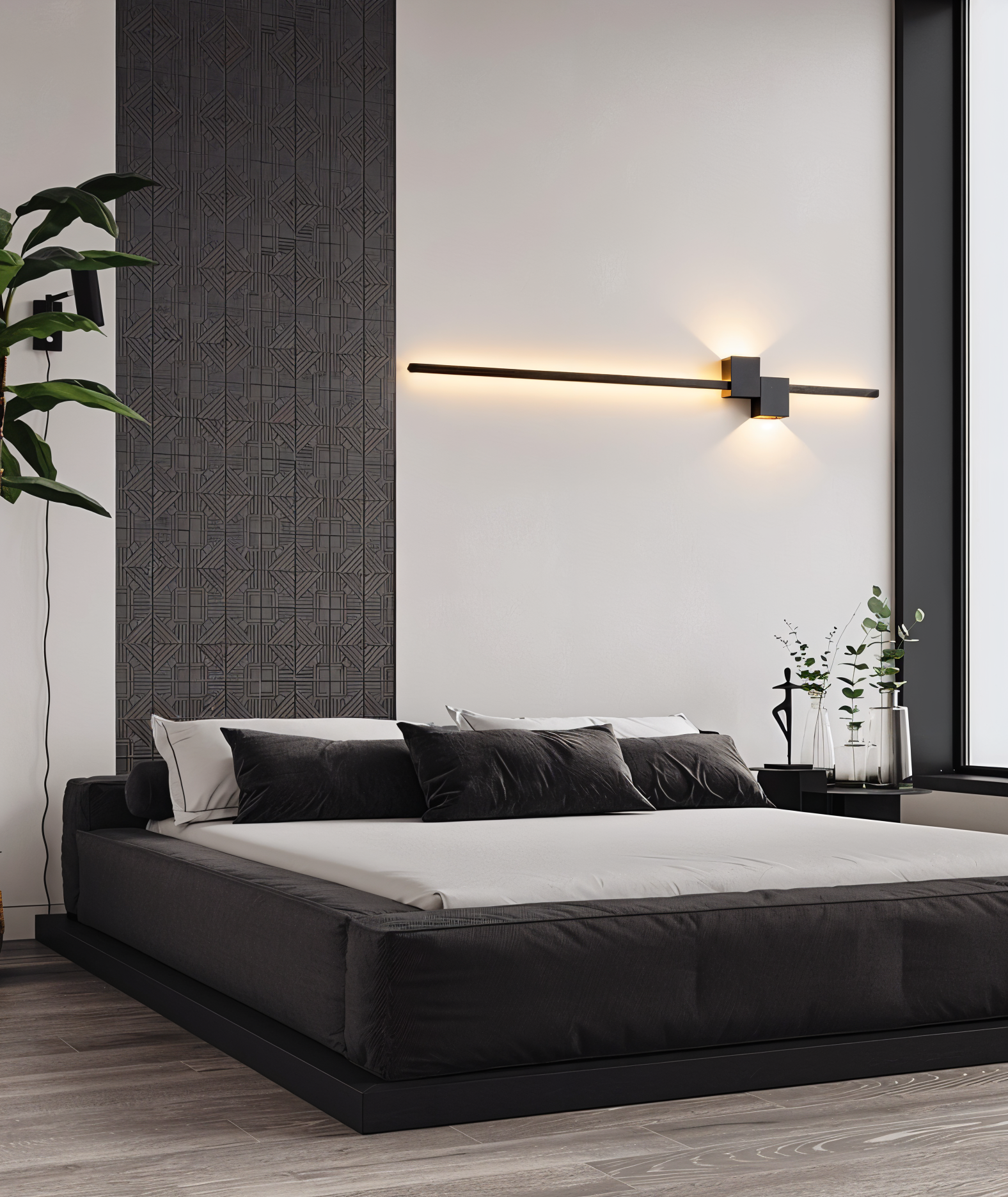 Linearo – Minimalistisk Sort LED Væglampe i Moderne Langt Design