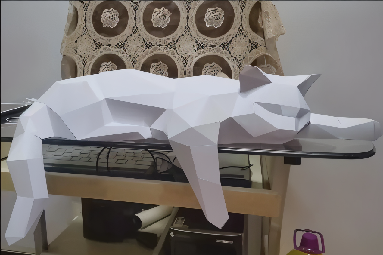 3D origami kat DIY dekoration til moderne indretning