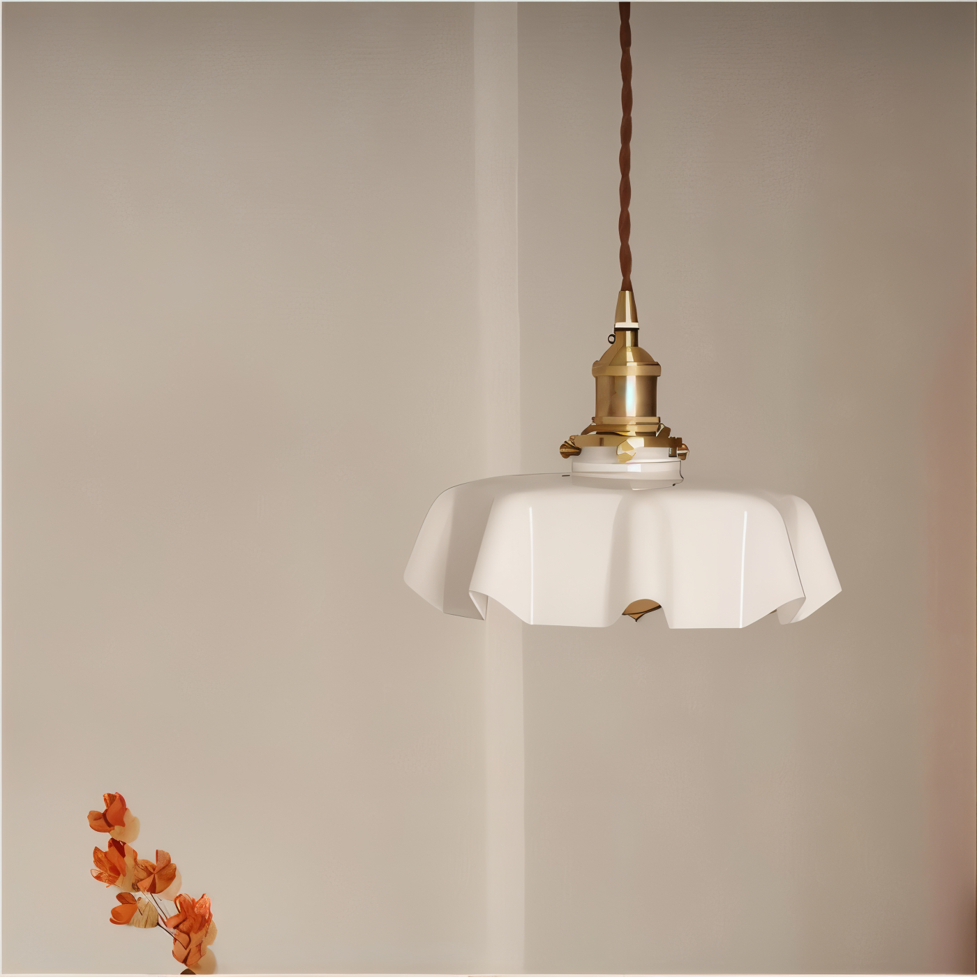 Florielle Loftlampe – Retro Loftlampe i Blomsterformet Cremefarvet Glasdesign