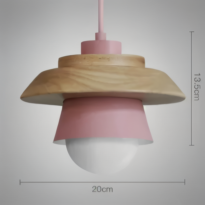 ScandiHue Pendel – Skandinavisk Pendellampe i Træ og Metal med Macaronfarver