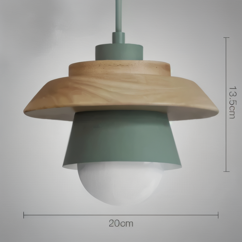ScandiHue Pendel – Skandinavisk Pendellampe i Træ og Metal med Macaronfarver