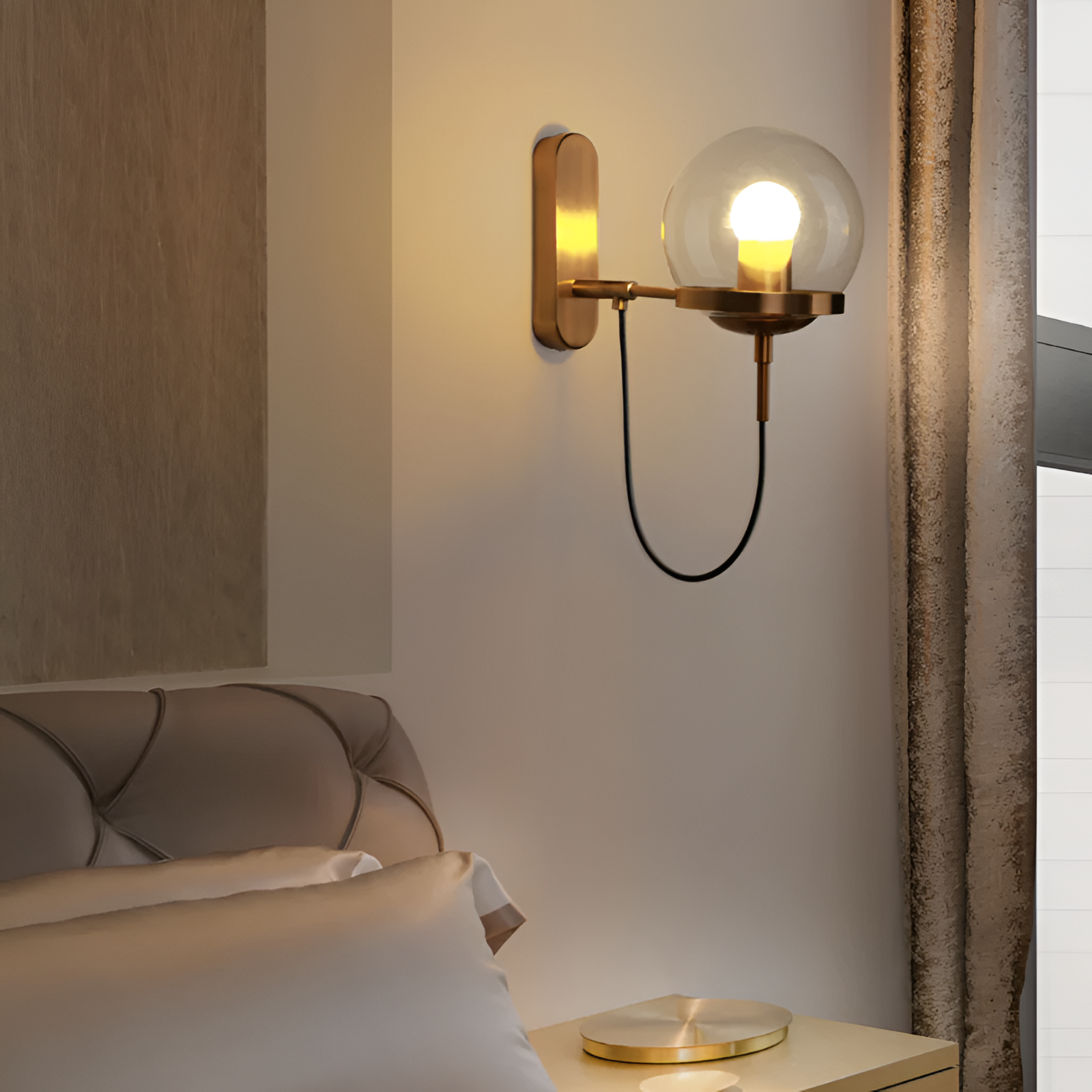 Nordella Væglampe – Glasglob Væglampe i Skandinavisk Design med LED