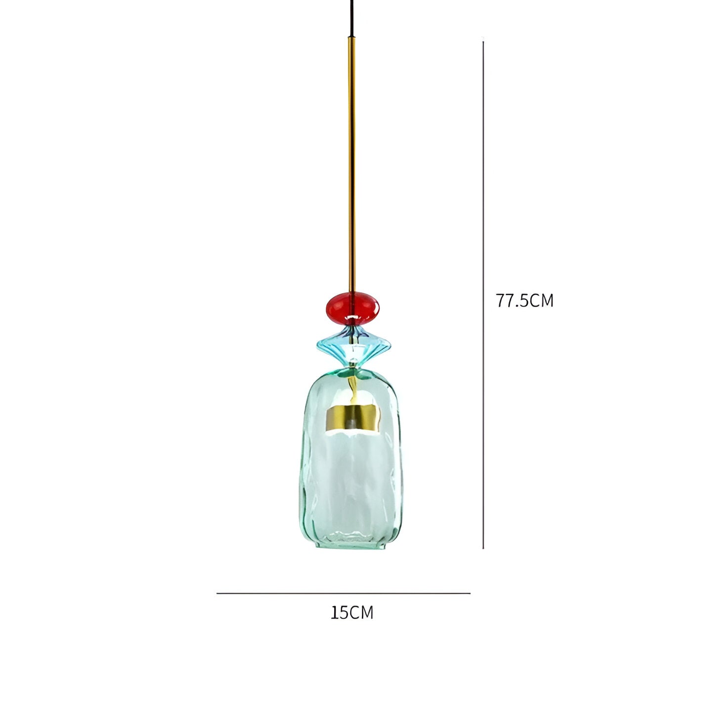 Farverig glas pendellampe – nordisk macaron design med dæmpbar LED