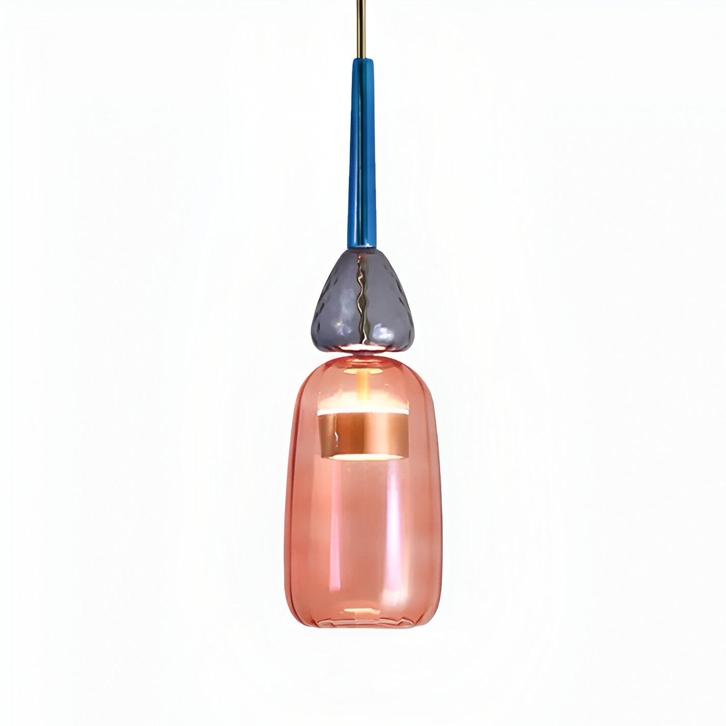 Farverig glas pendellampe – nordisk macaron design med dæmpbar LED