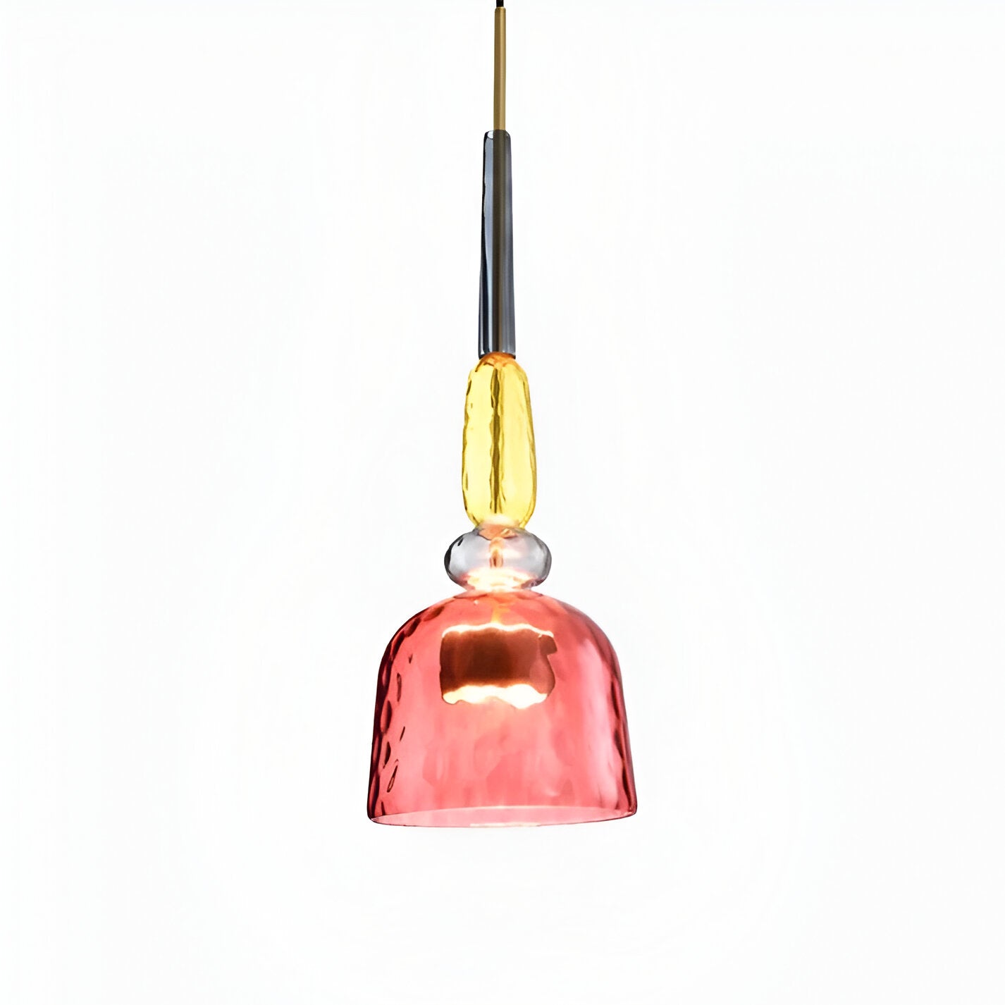 Farverig glas pendellampe – nordisk macaron design med dæmpbar LED