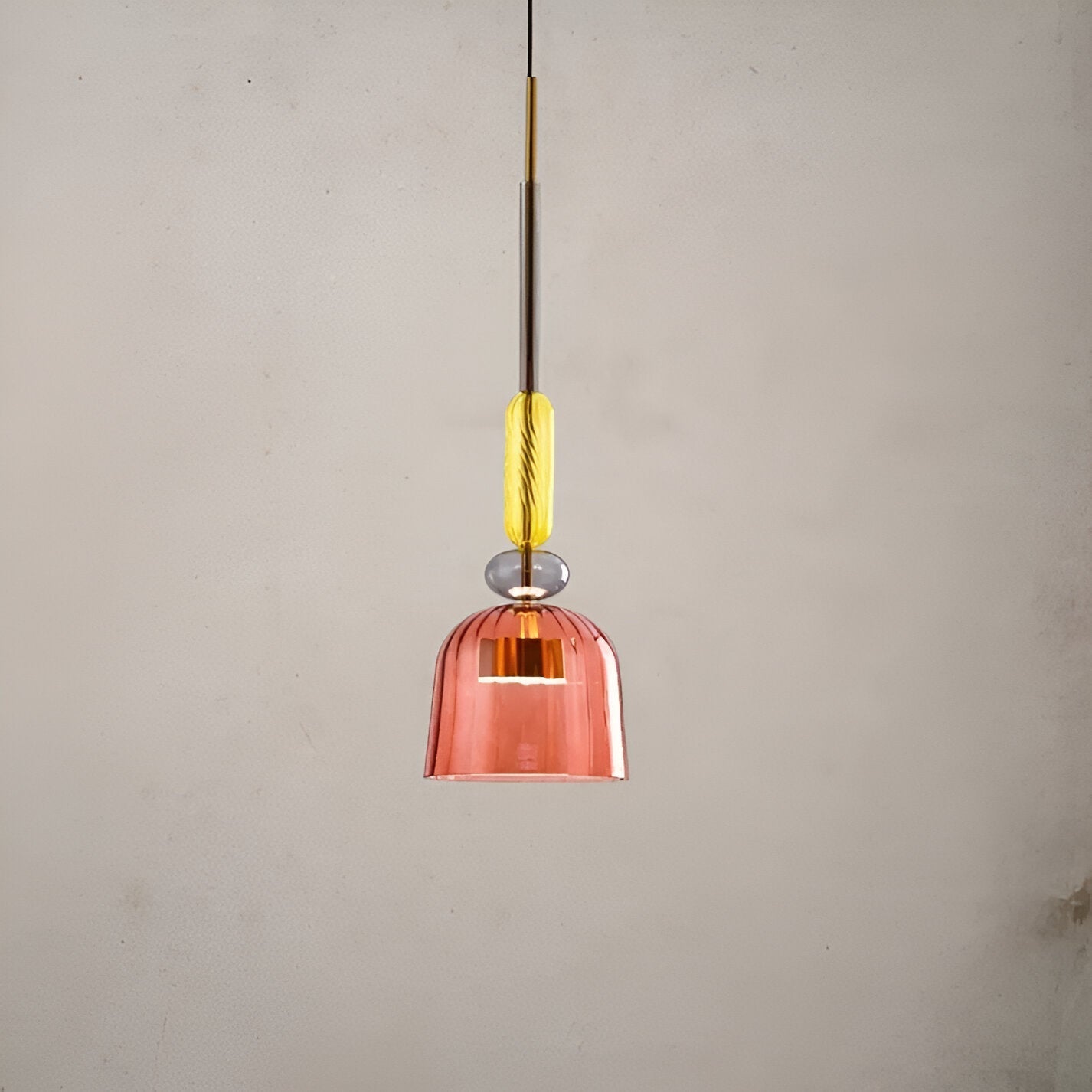 Farverig glas pendellampe – nordisk macaron design med dæmpbar LED
