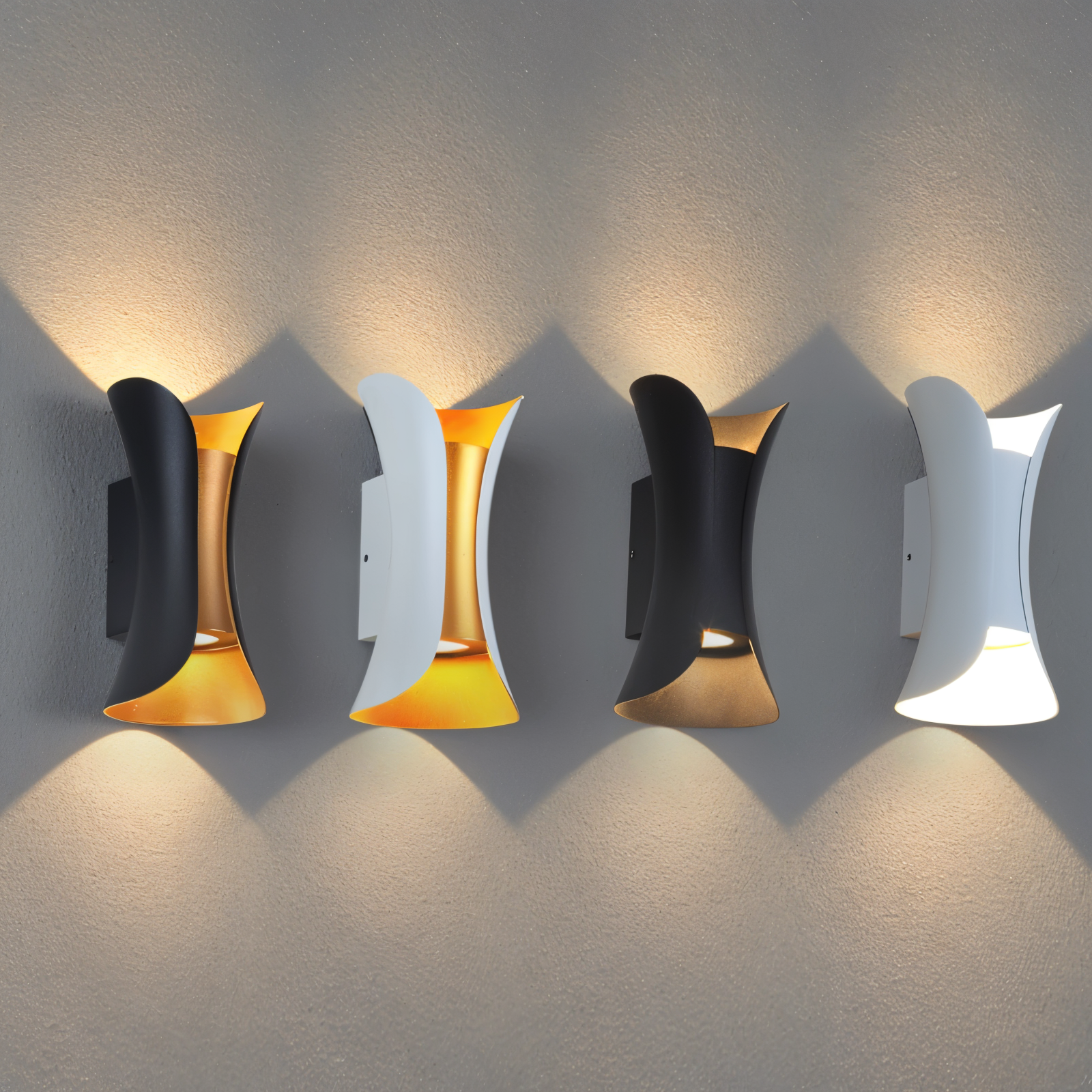 Udendørs væglampe op/ned – sort og guld LED lampe IP65
