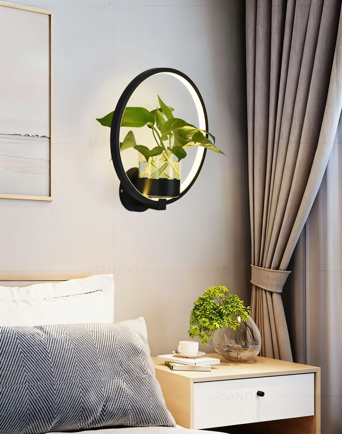 LumiGrow – Minimalistisk LED Væglampe med Integreret Planteholder