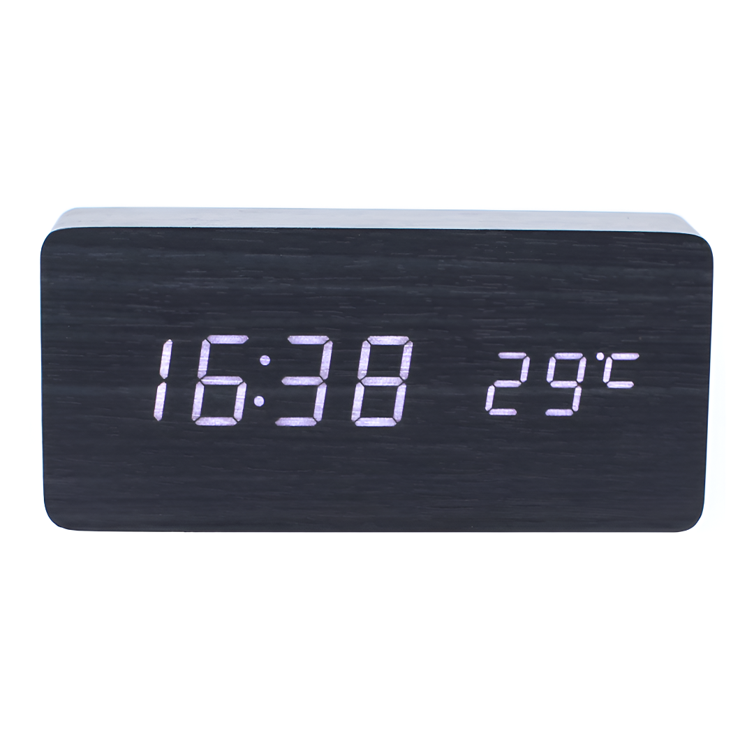 LED vækkeur med digitalt display – moderne design med temperatur