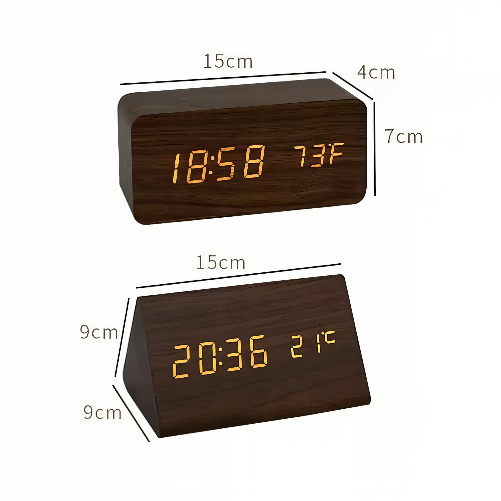 LED vækkeur med digitalt display – moderne design med temperatur