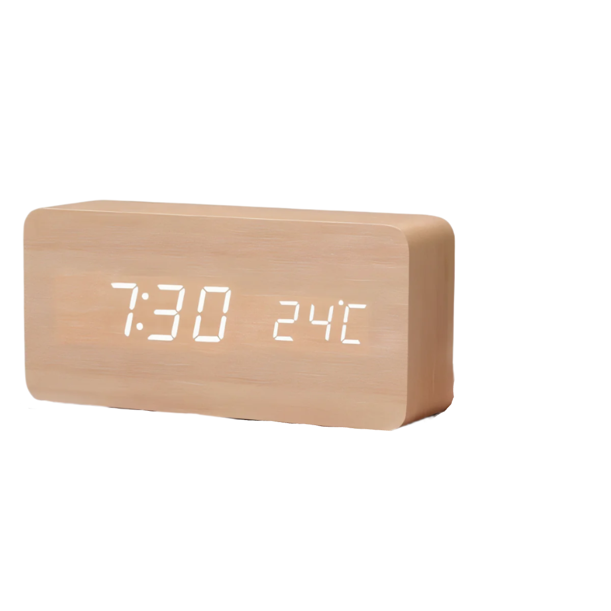 LED vækkeur med digitalt display – moderne design med temperatur