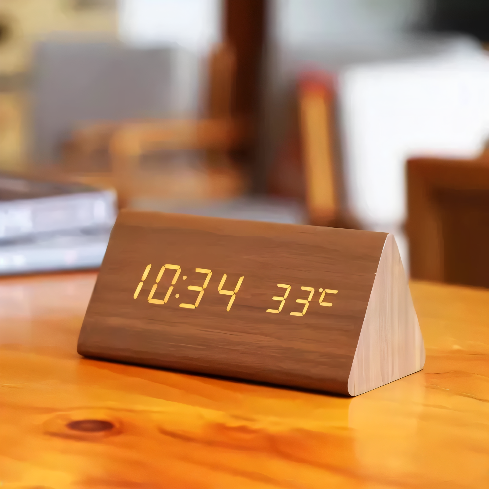 LED vækkeur med digitalt display – moderne design med temperatur
