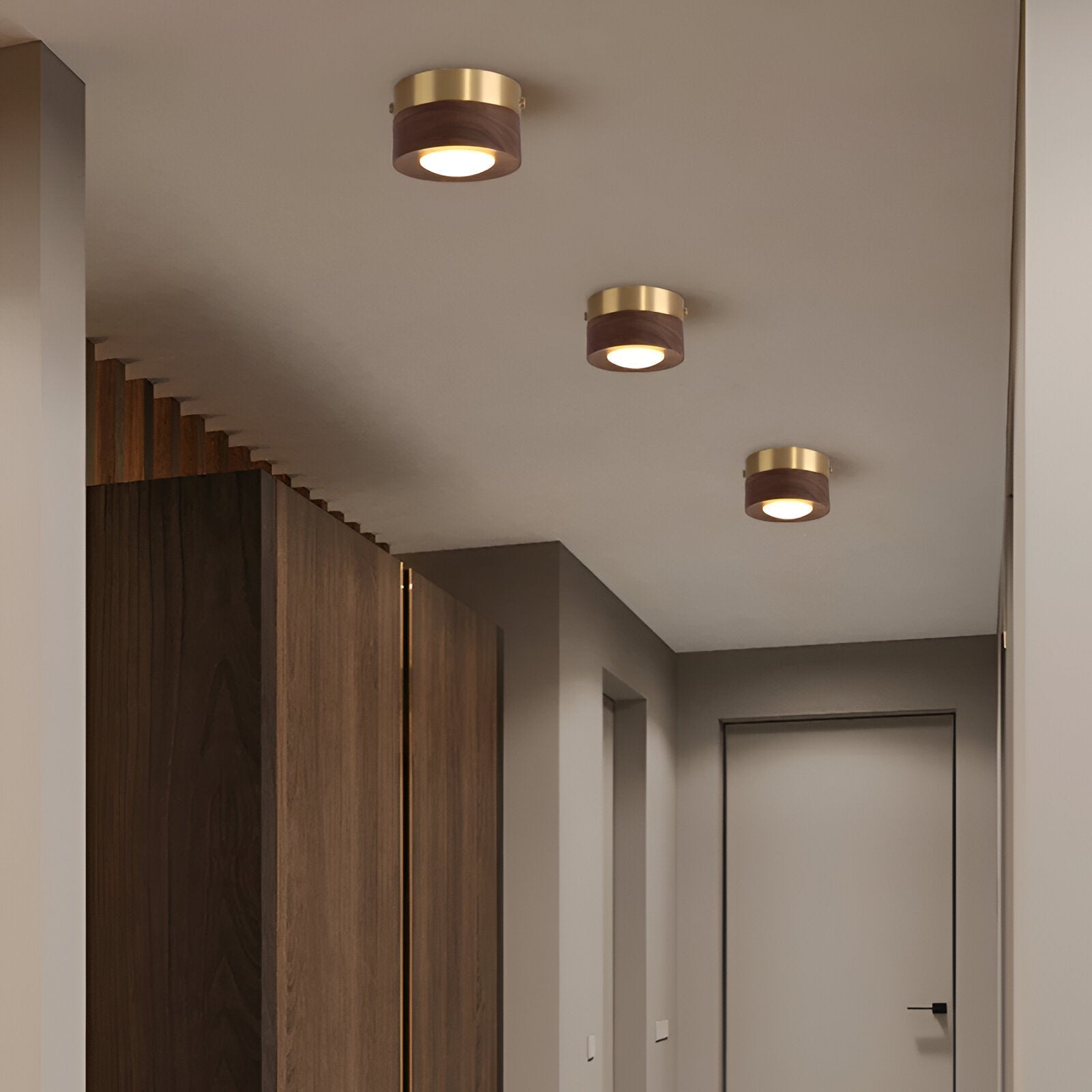 Walnora Spotlampe – LED Loftspot i Valnøddetræ med Moderne Design